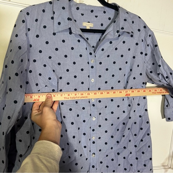 Talbots Button Up Shirt Blue Polka Dots Size 2X - Picture 8 of 8
